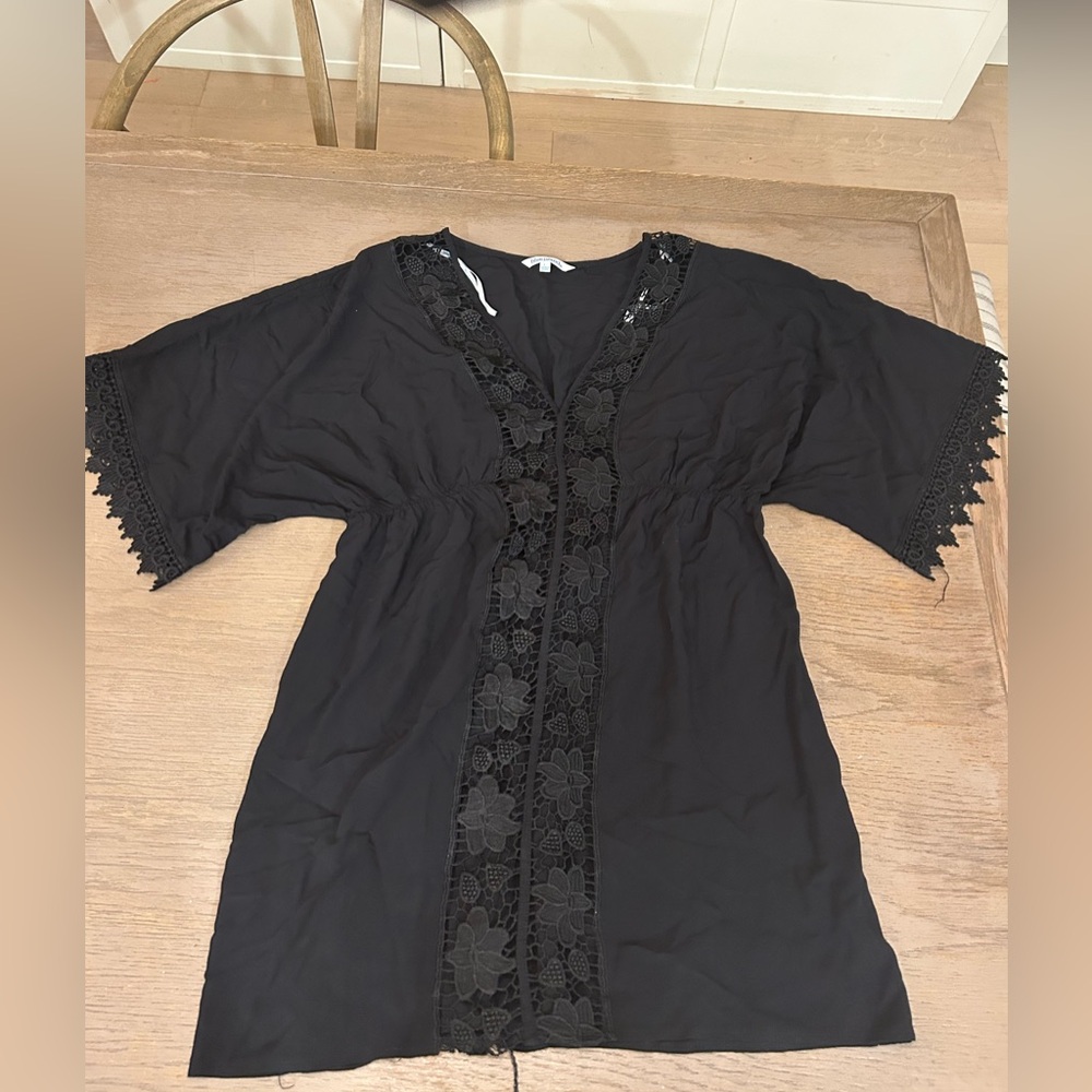 blue island crochet trim cover up